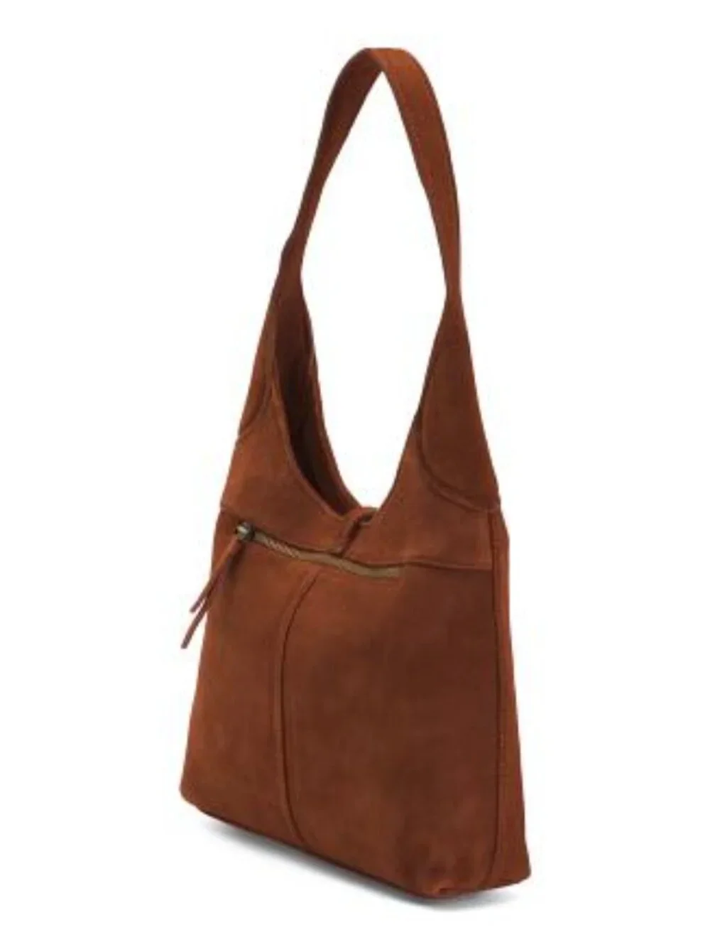 MADE IN INDIA Suede Hobo Bag With Hardware Flap